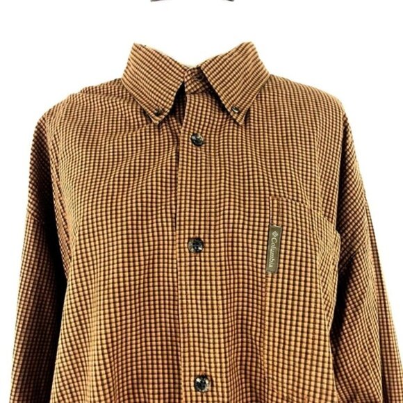 Columbia Men's XLT Tall Button-Down Shirt 100% Cotton Plaid Pattern Orange - Picture 4 of 8